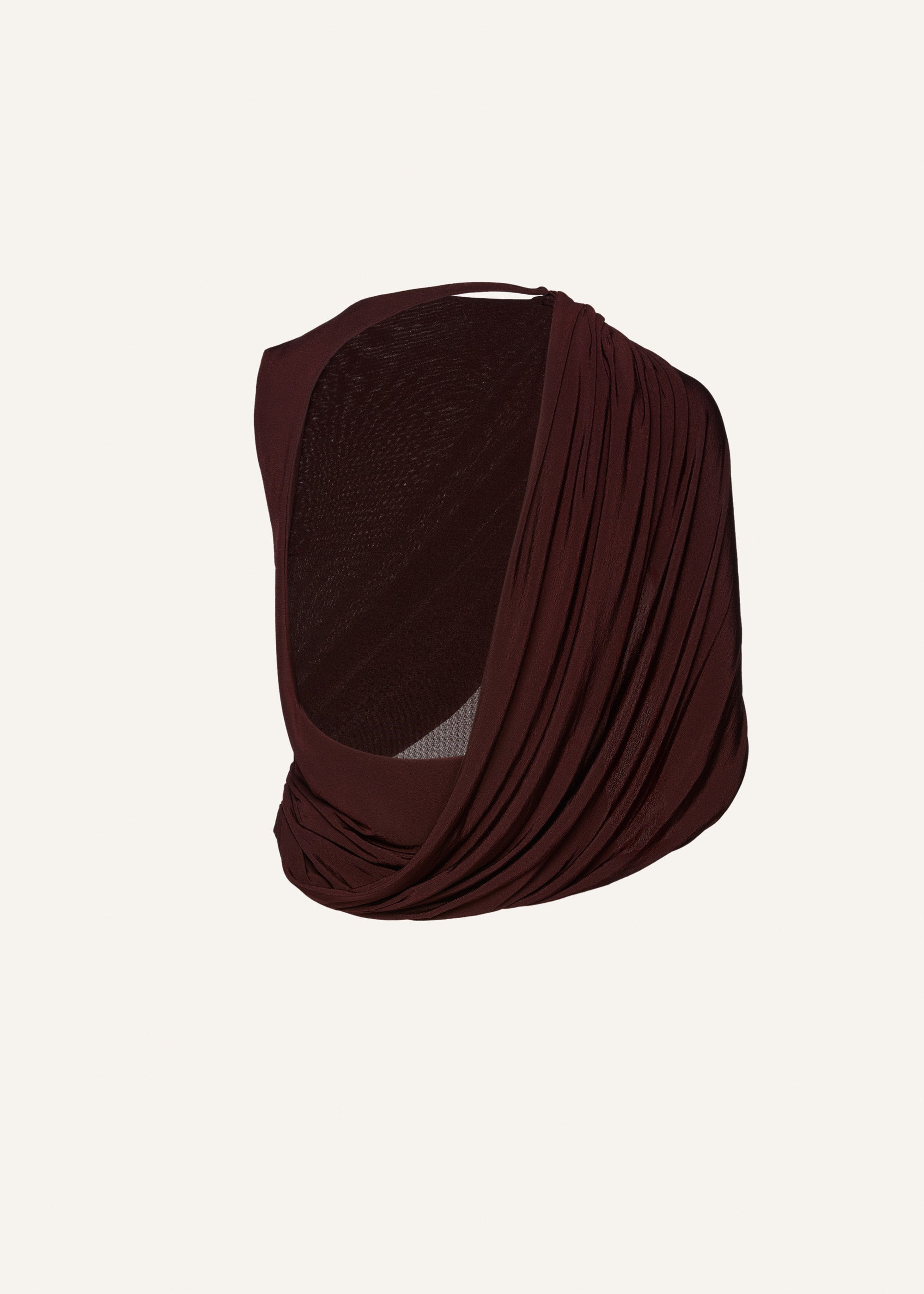 Asymmetric draped top in bordeaux - 2