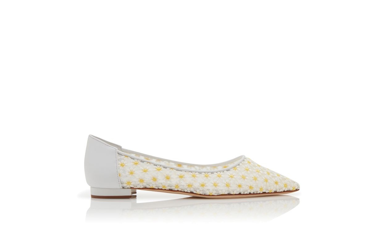 White Lace Daisy Flat Pumps - 1