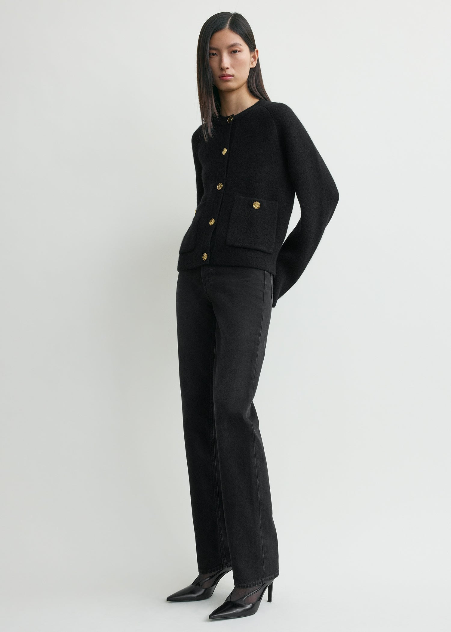 Hammered button cardigan black - 3