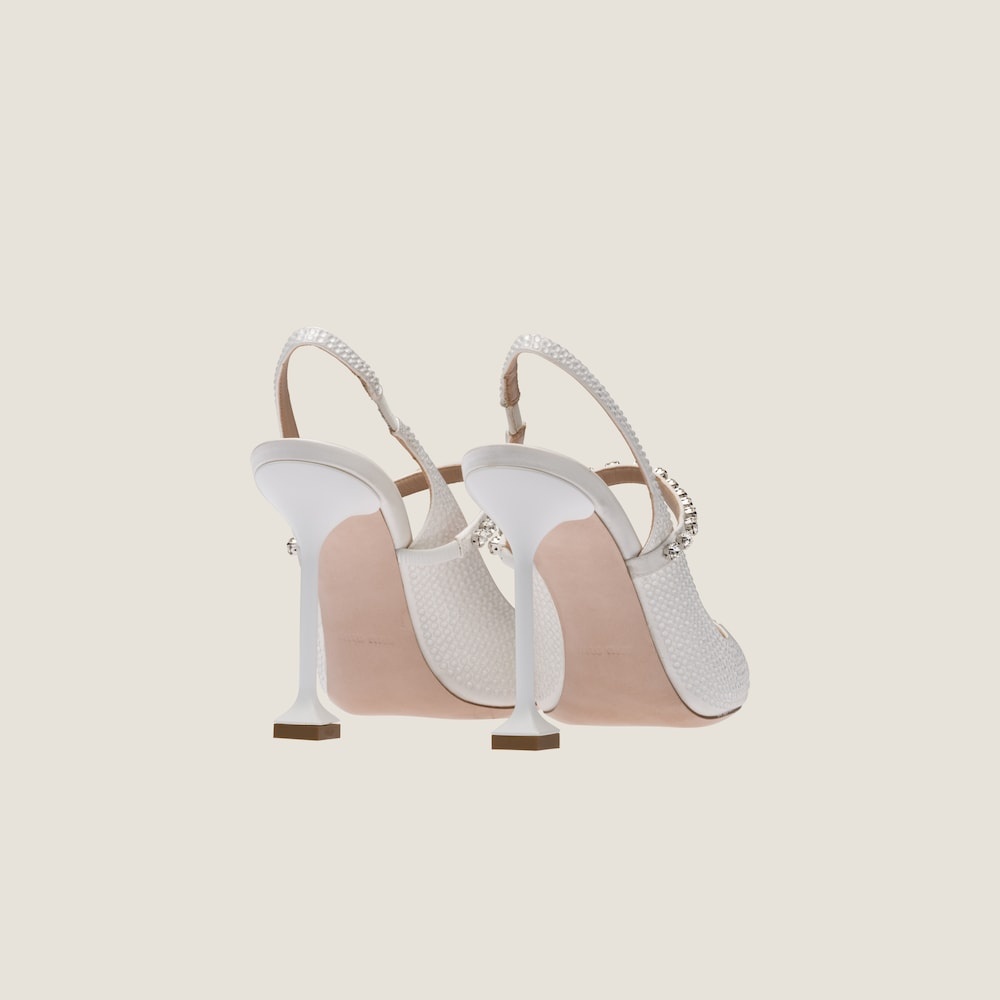 Satin slingback pumps with crystals - 3