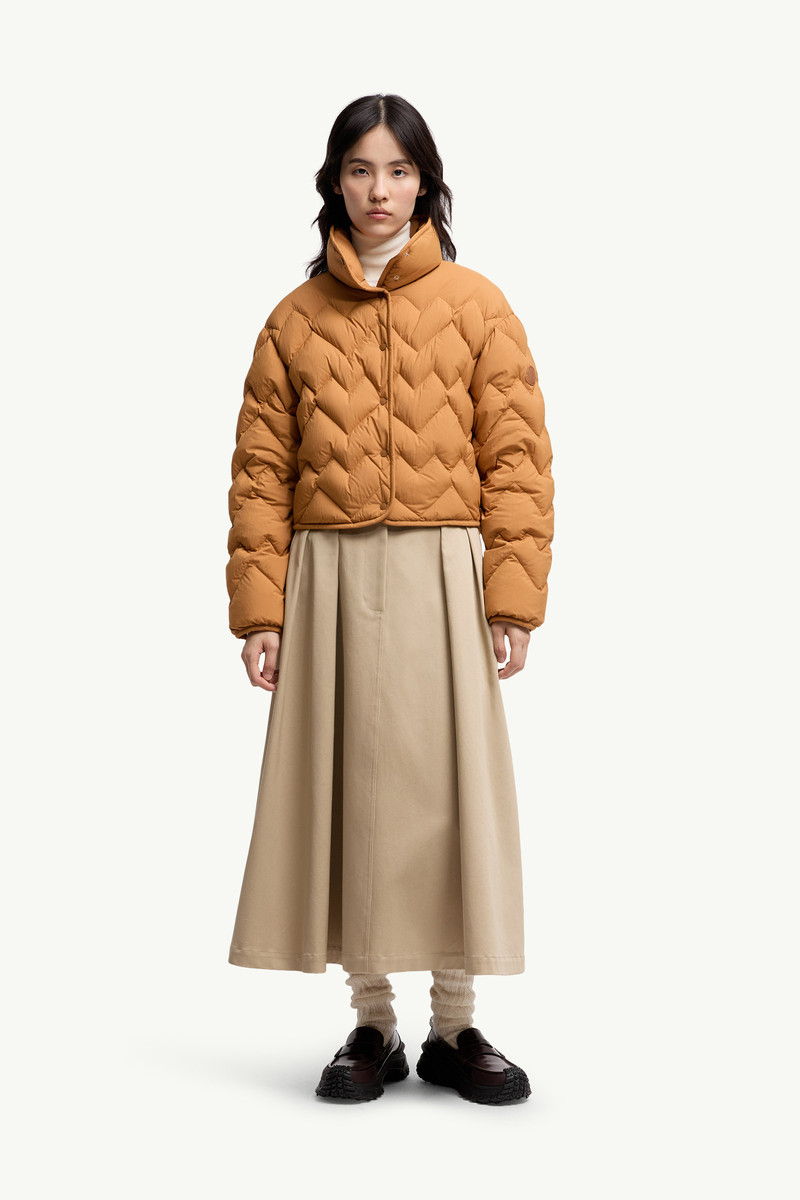 Moncler Logo Label Cotton Gabardine Midi Skirt outlook