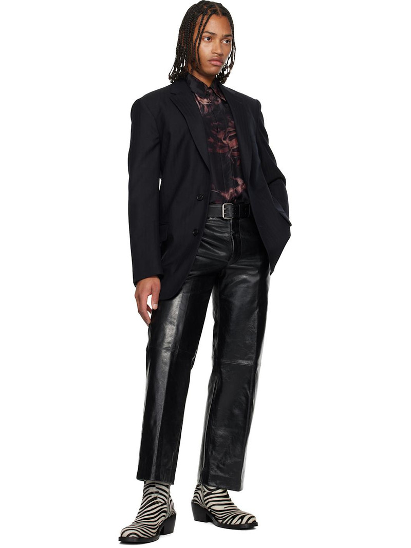 Dries Van Noten Navy Herringbone Wool Blazer outlook