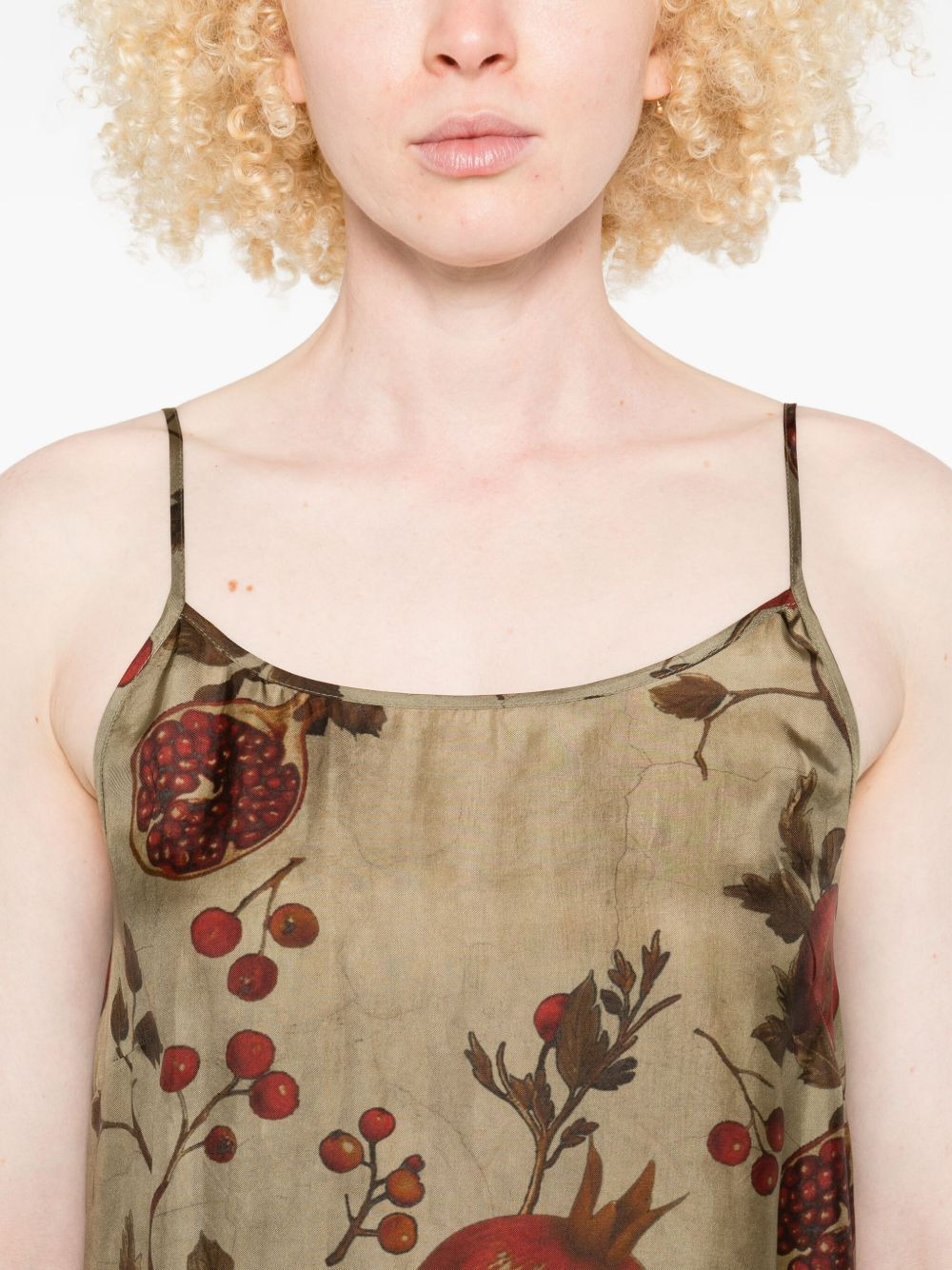 pomegranate-print slip midi dress - 5