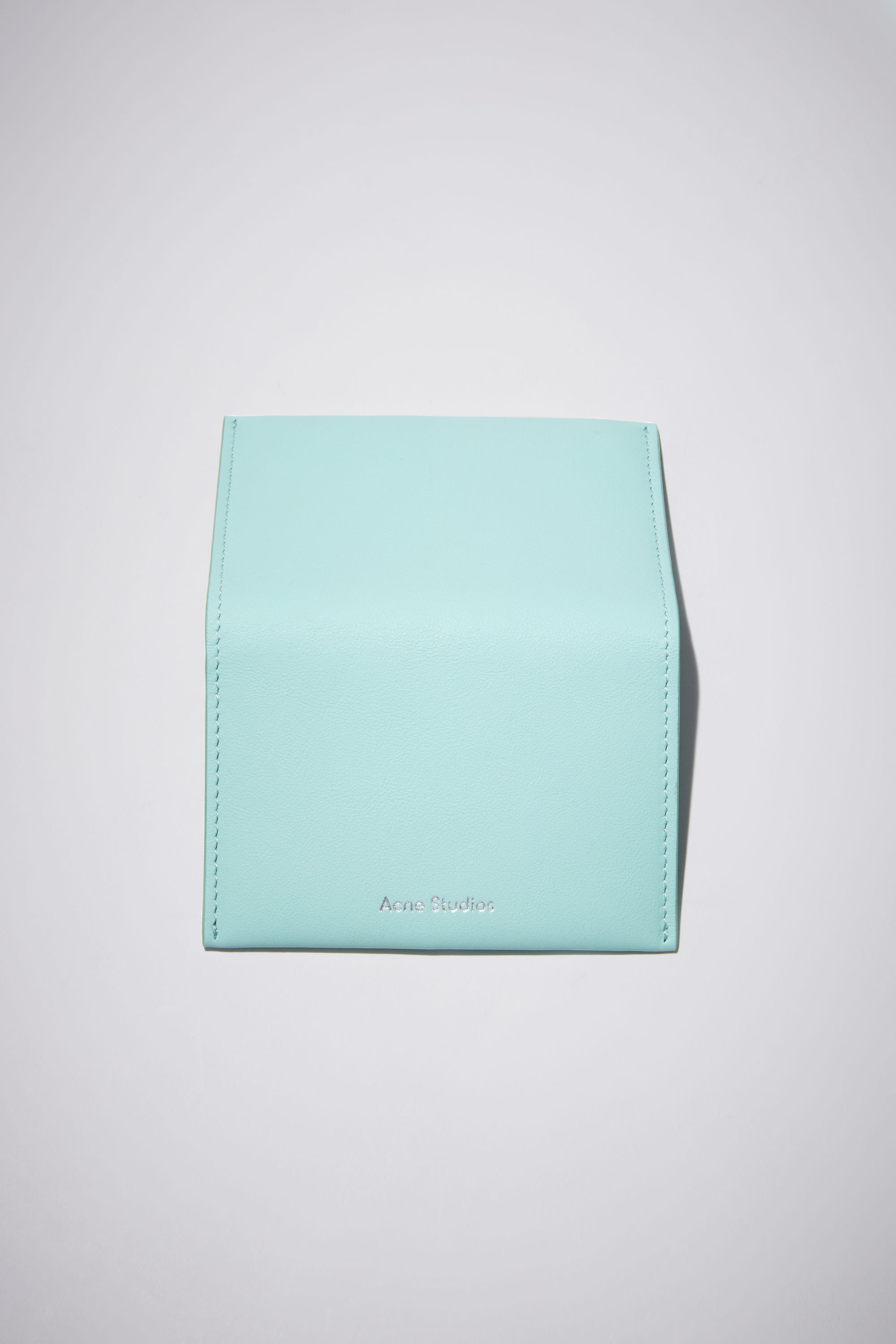 Folded leather card holder - Pastel green - 4