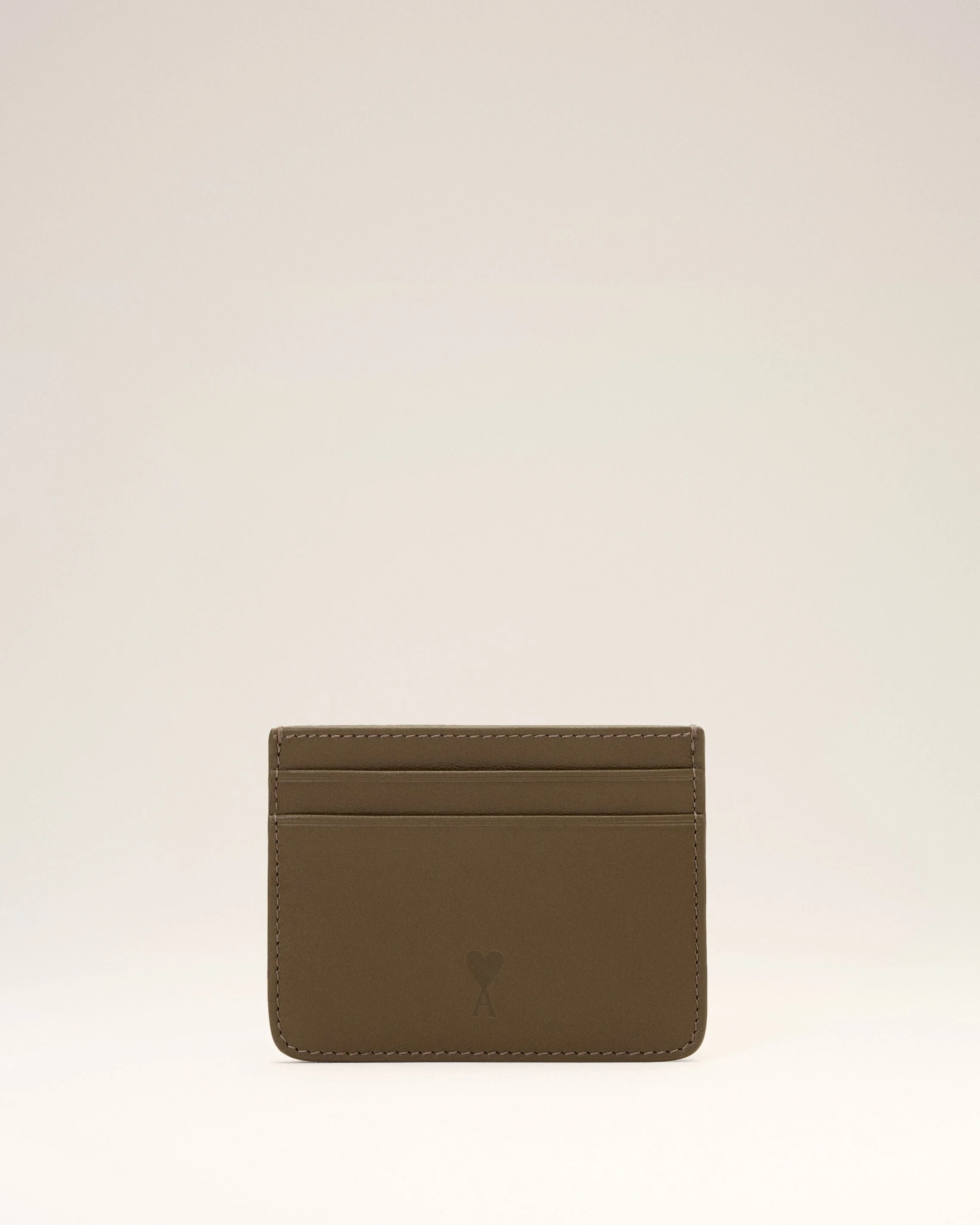 BROWN COWHIDE LEATHER CARD HOLDER WITH AMI DE COEUR - 1