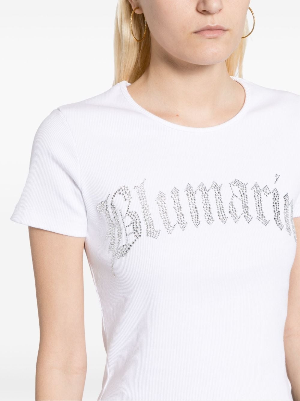 rhinestoned ribbed T-shirt - 5