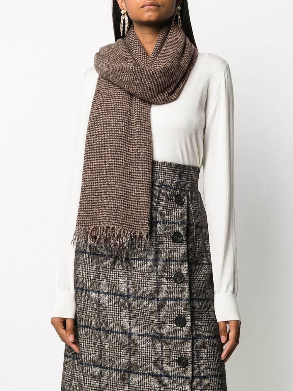 checked knitted scarf - 2