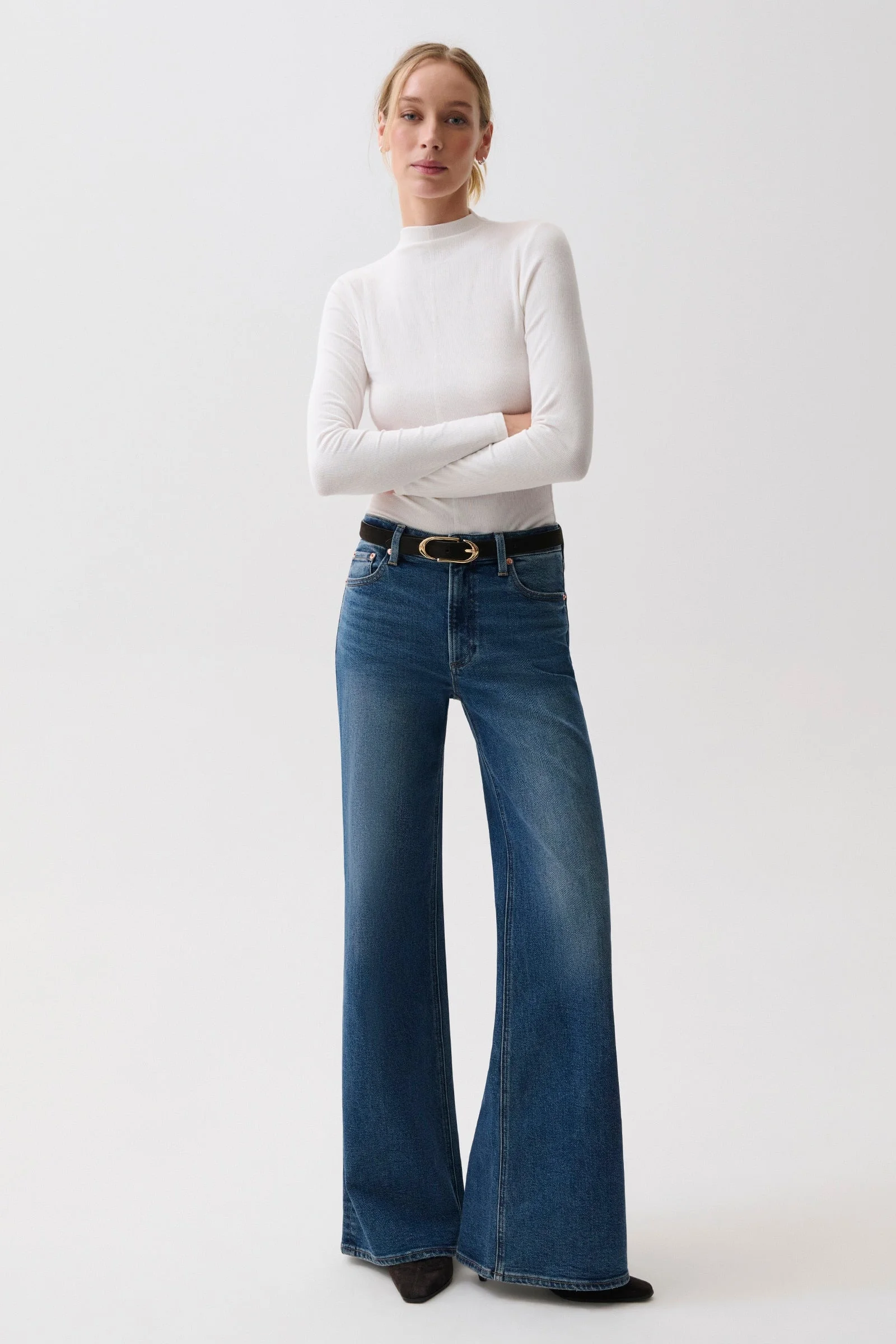 VIVIAN MID RISE WIDE LEG - BLUE DEPTHS - 1