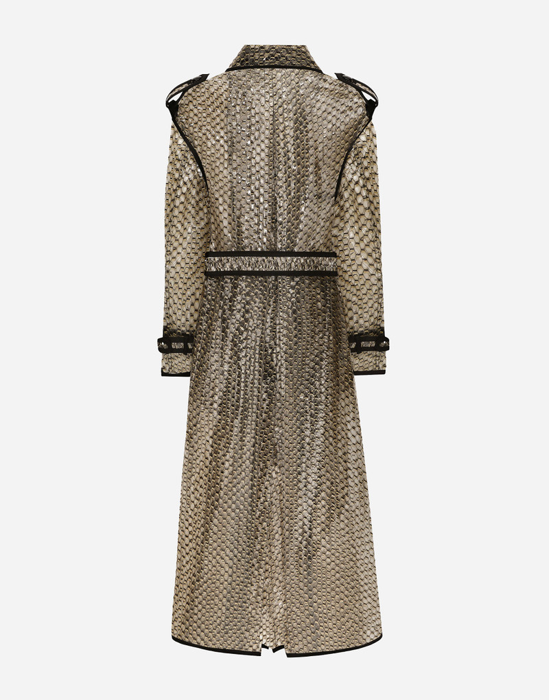 Dolce & Gabbana PVC-bonded lurex mesh trench coat outlook