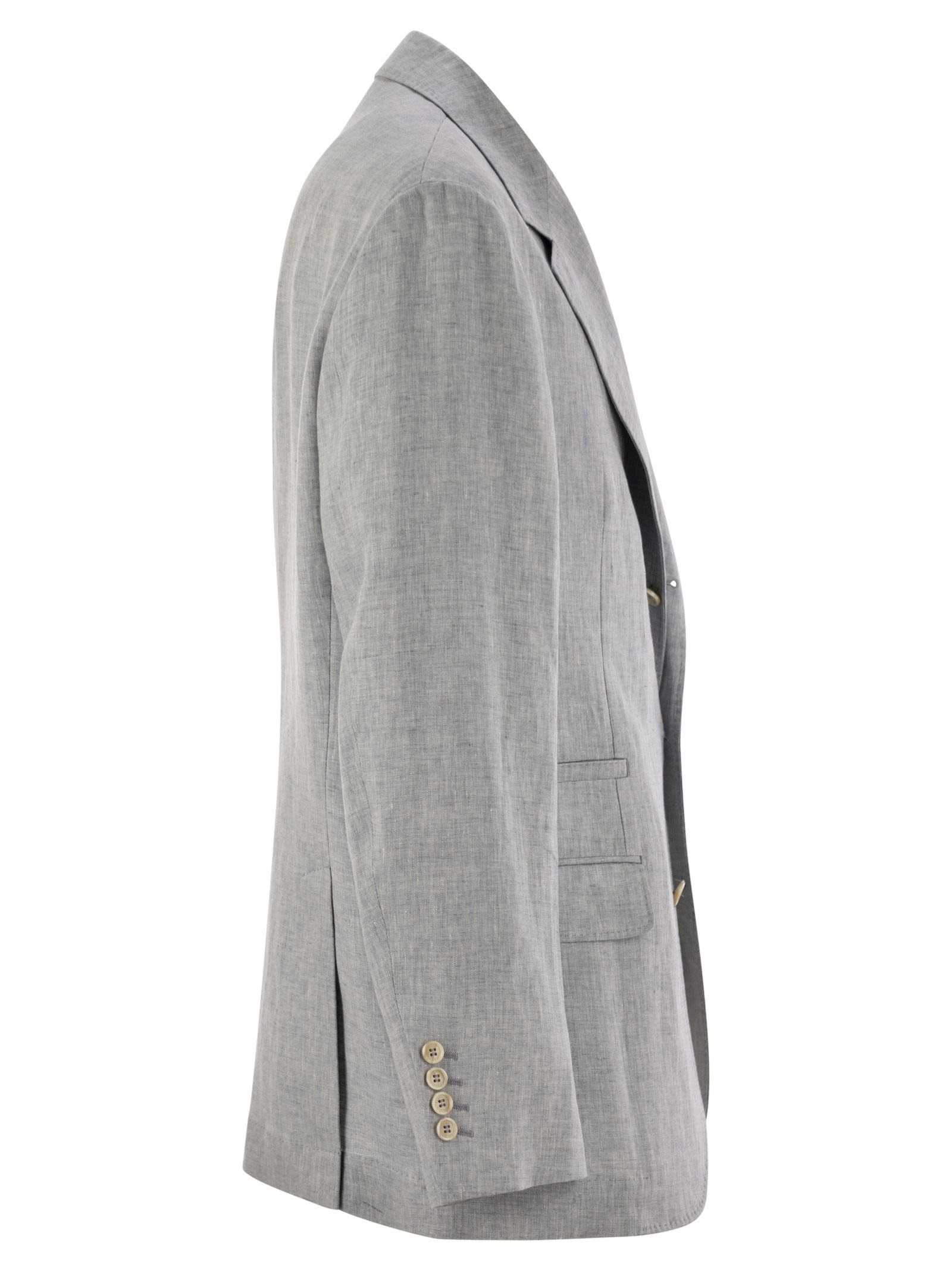 Brunello Cucinelli Men Deconstructed Jacket In Délavé Linen - 3