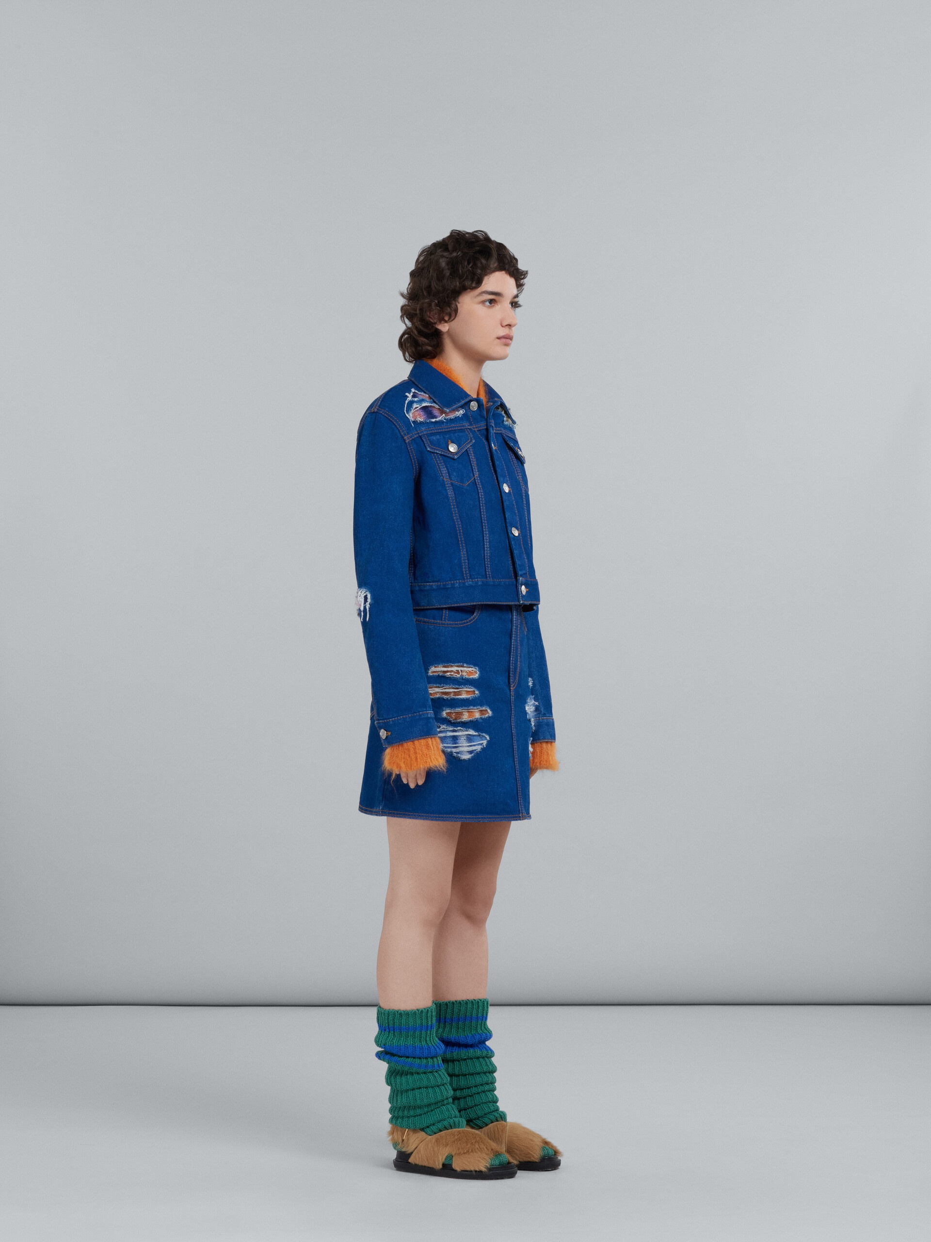 BLUE DENIM AND MOHAIR SKIRT - 5