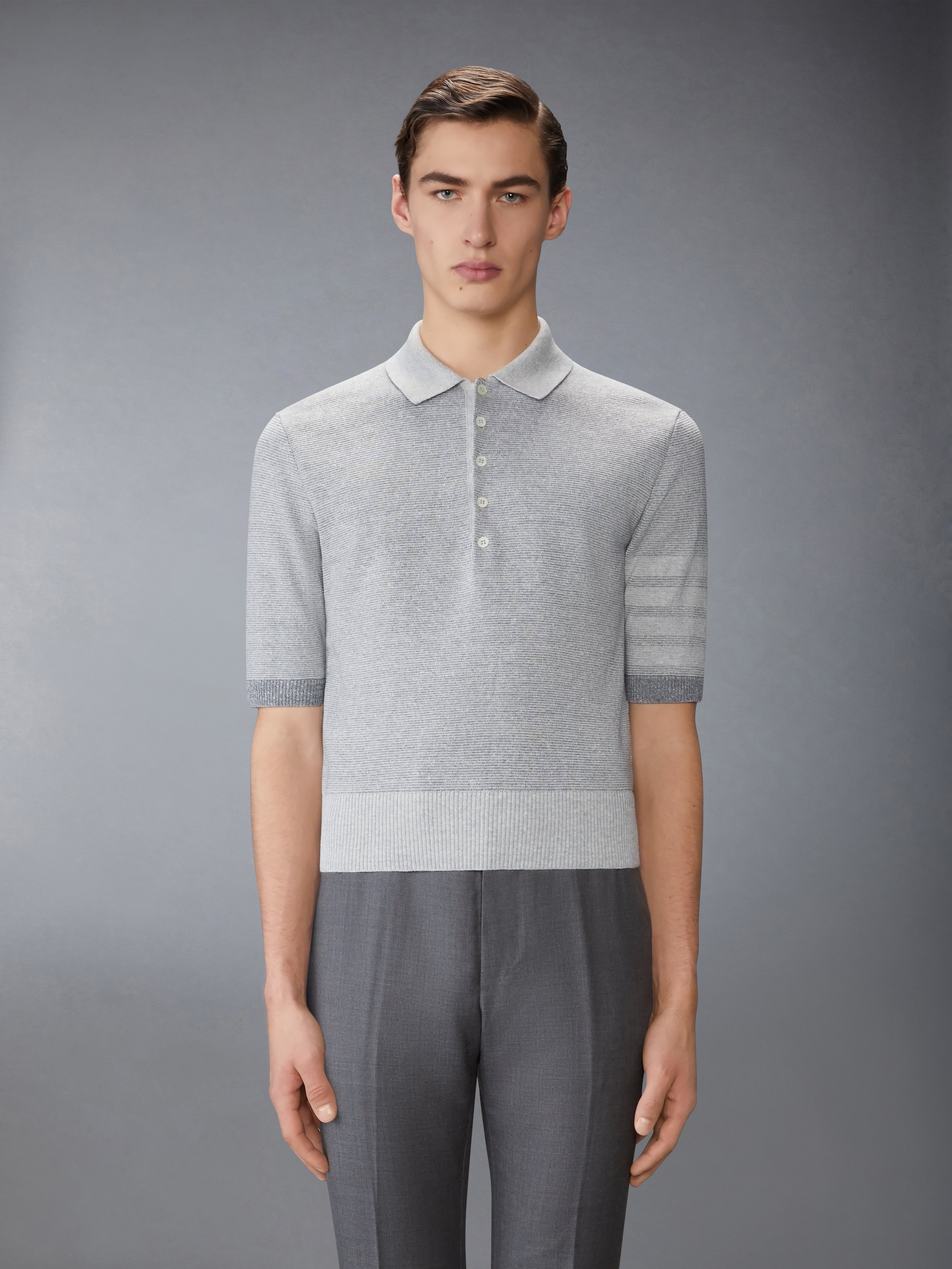 TEXTURED STRIPED STITCH 4-BAR RELAXED FIT POLO - 2
