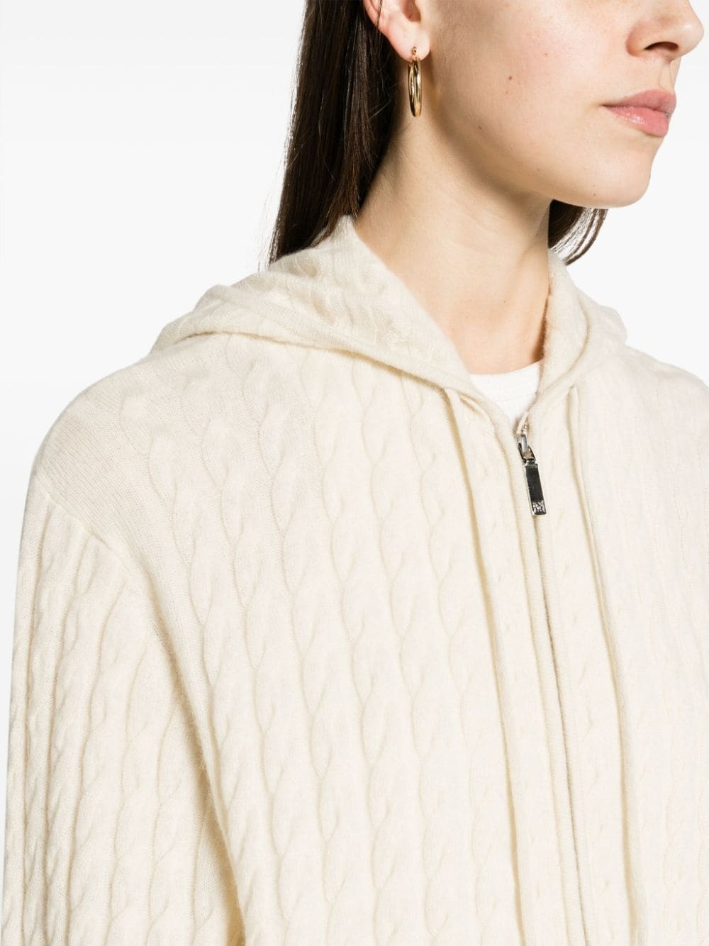 zipped cable-knit wool cardigan - 5
