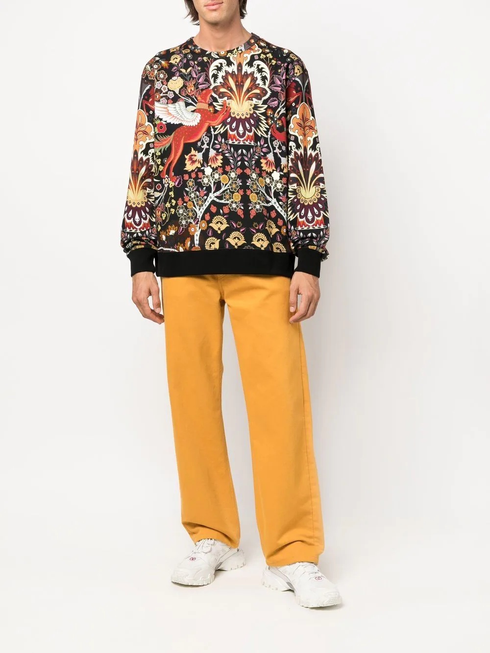 floral ornamental-print cotton sweatshirt - 2