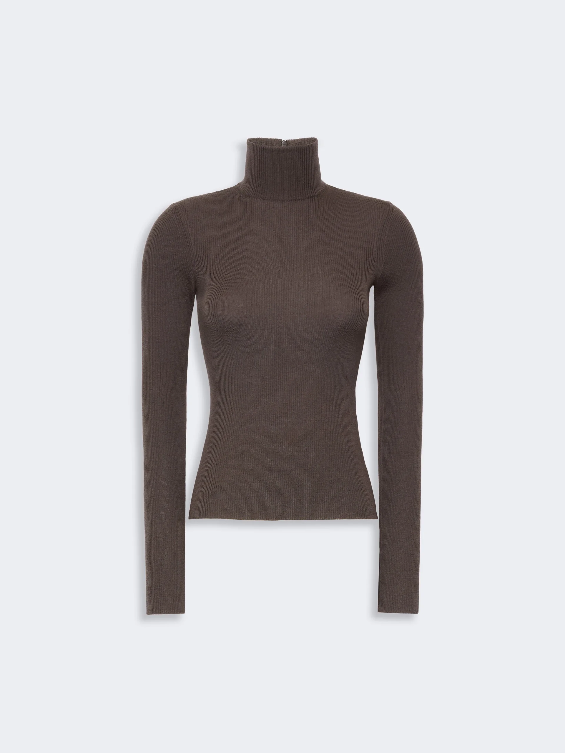CAVALLO Wool yarn polo-neck sweater - MUD - 1