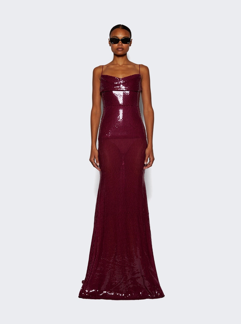 Draped Longline Corset Gown Plum - 3
