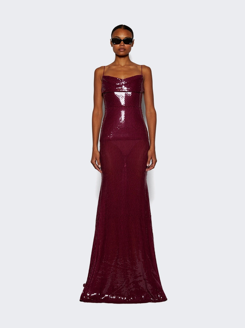 Draped Longline Corset Gown Plum 3