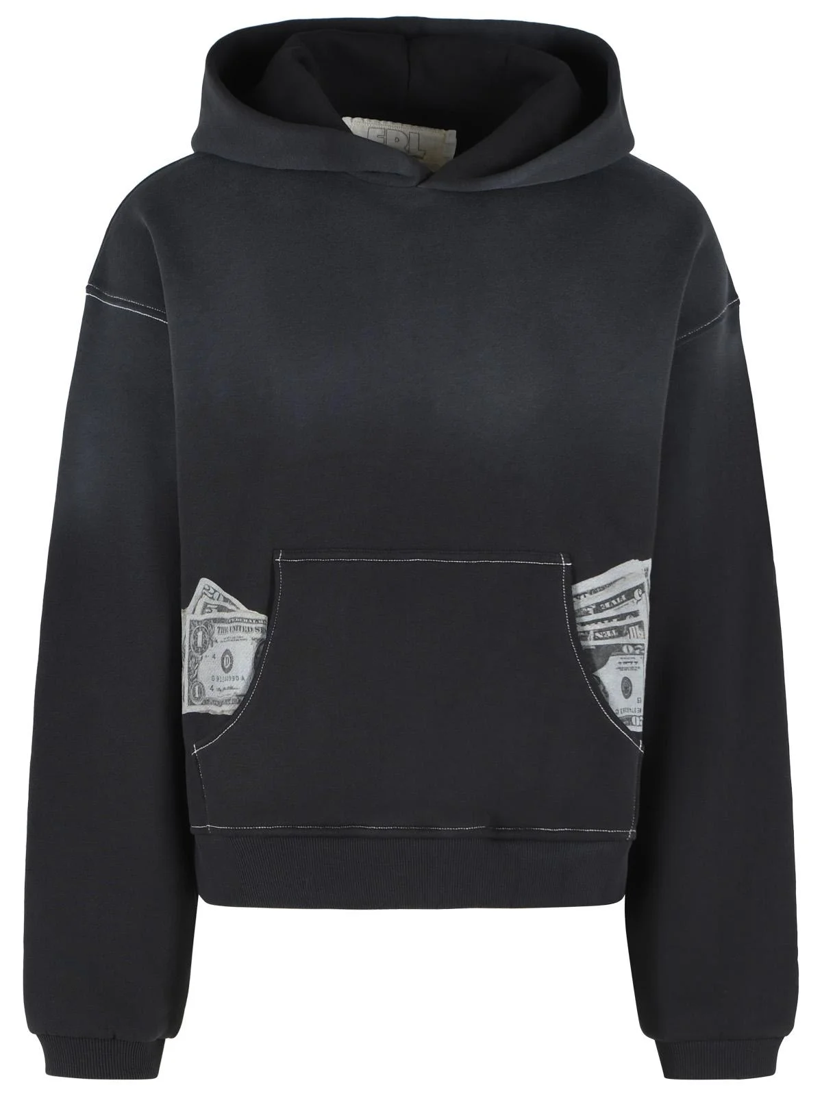 Erl 'MONEY' Washed Black Cotton Sweatshirt - 1