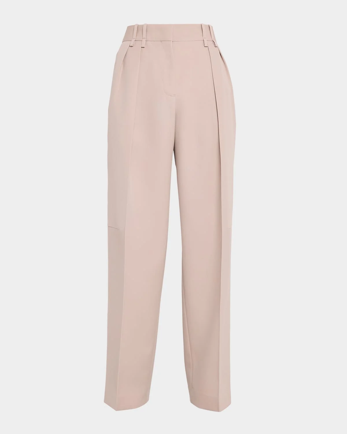Pleated Wool Straight-Leg Pants - 1