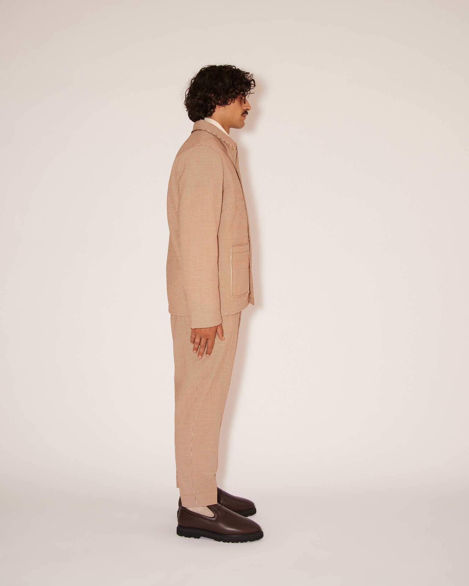 JAIN - Vichy-seersucker tile print pants - Brown&Creme - 3