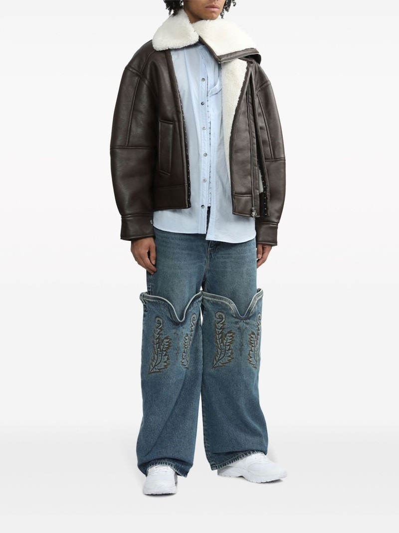 Y/Project embroidered wide-leg jeans outlook