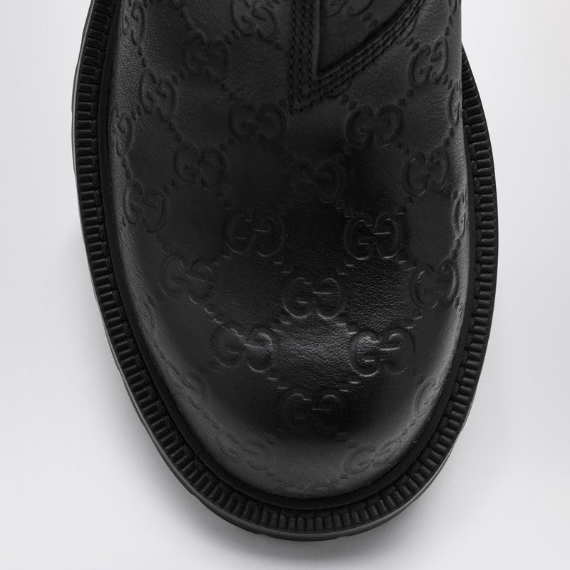 Gucci Black Leather Ankle Boot With Web Detail Men - 3