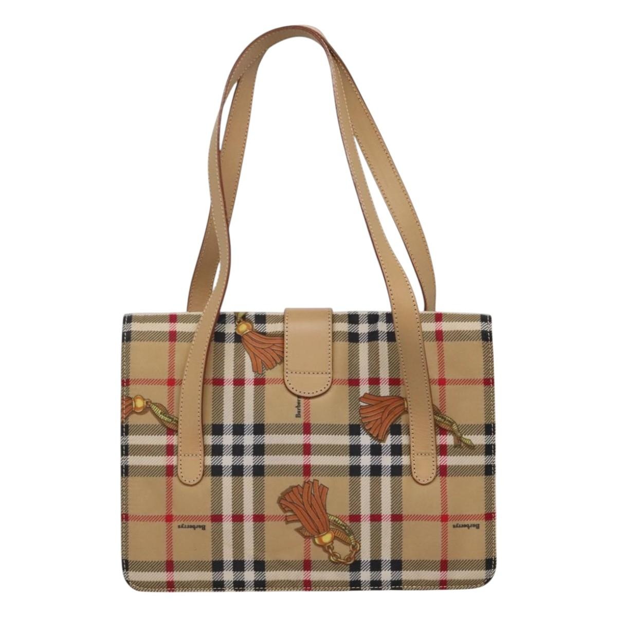 Burberry Nova Check Shoulder Bag Nylon Beige Gold - 2