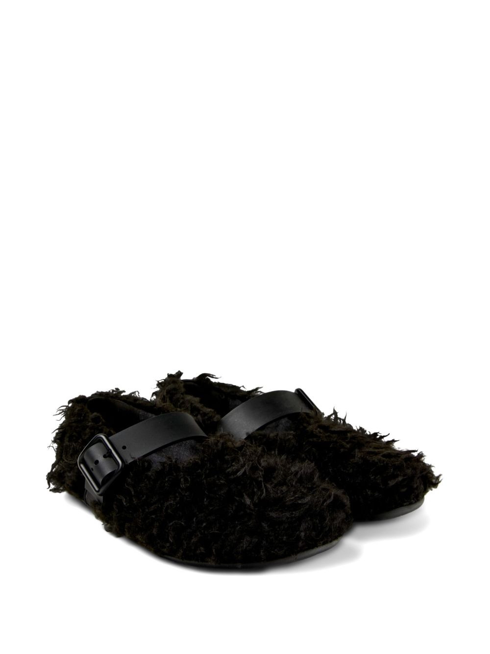 Wabi buckle-fastening furry flat pumps - 2