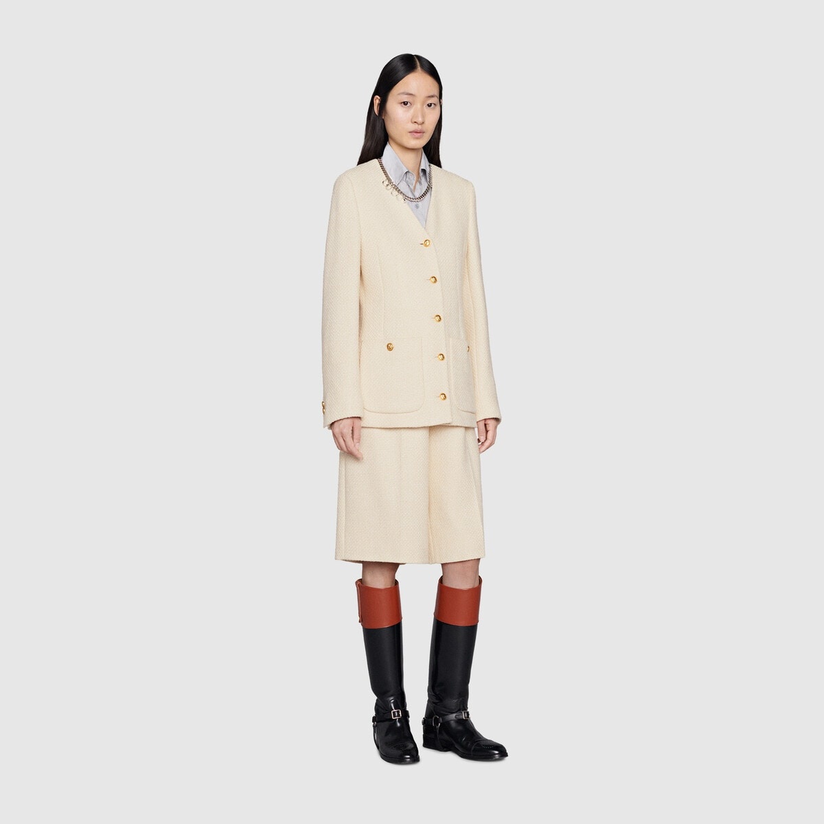Tweed v-neck jacket - 2