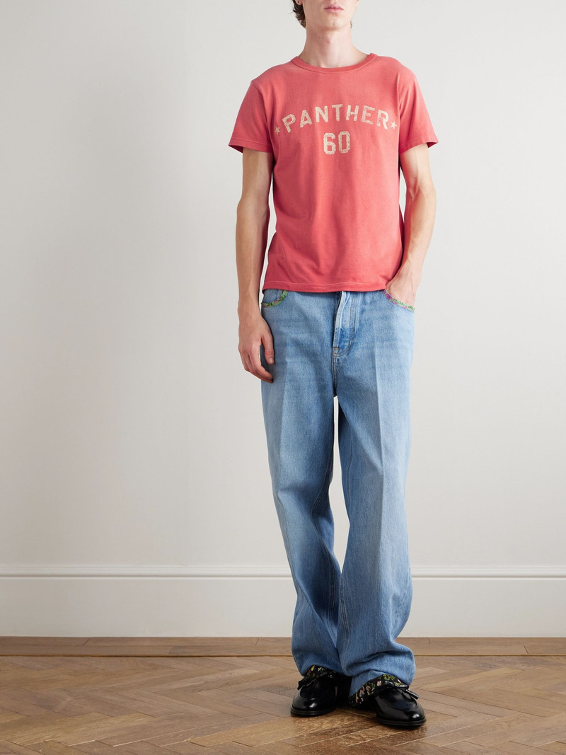 Valentino Chez Valentino Logo-Appliquéd Printed Cotton-Jersey T-Shirt Red outlook
