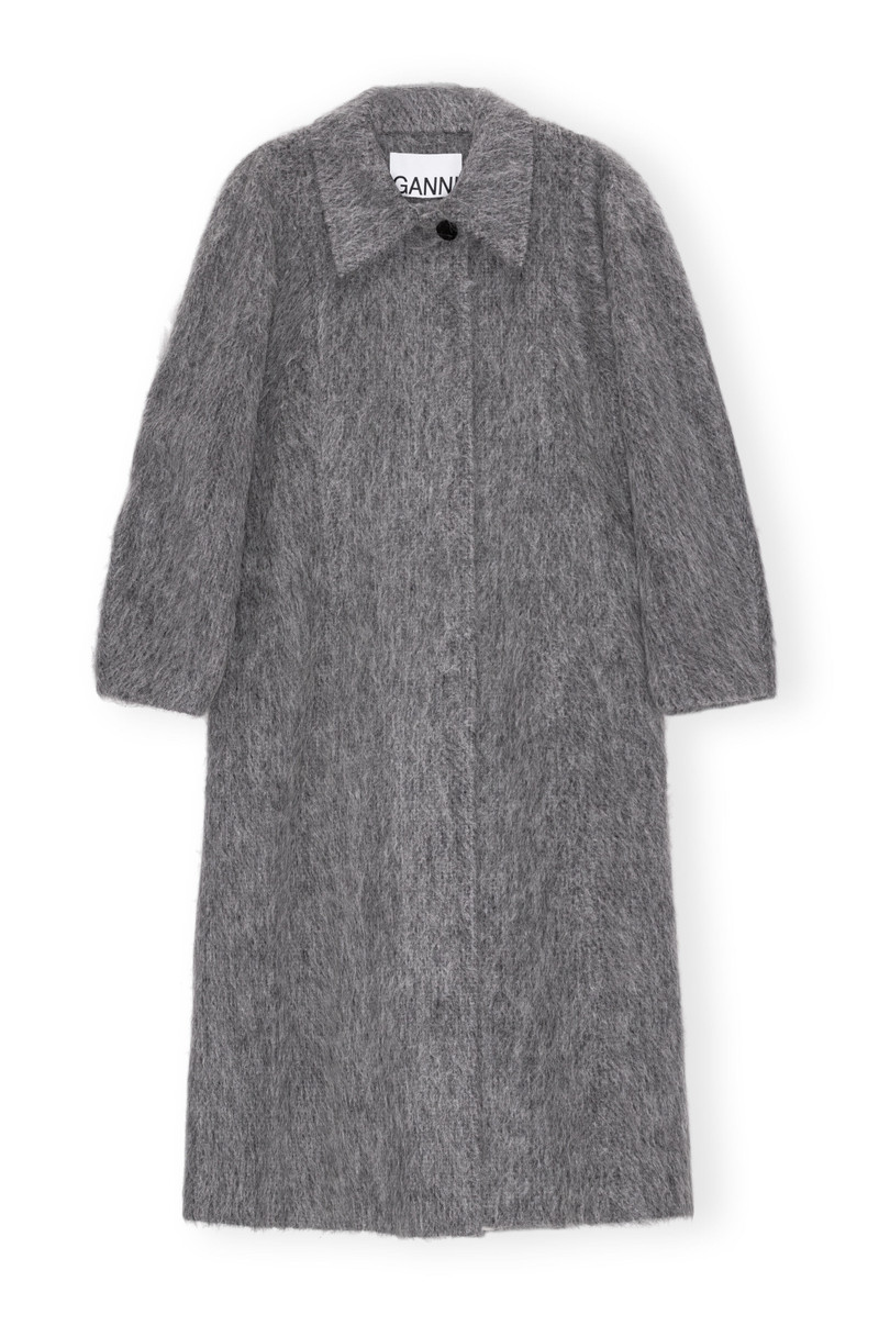 ジャケット・アウター GANNI Fluffy Wool Coat 38 Ganni Fluffy Wool Coat - Nautical Blue | Garmentory