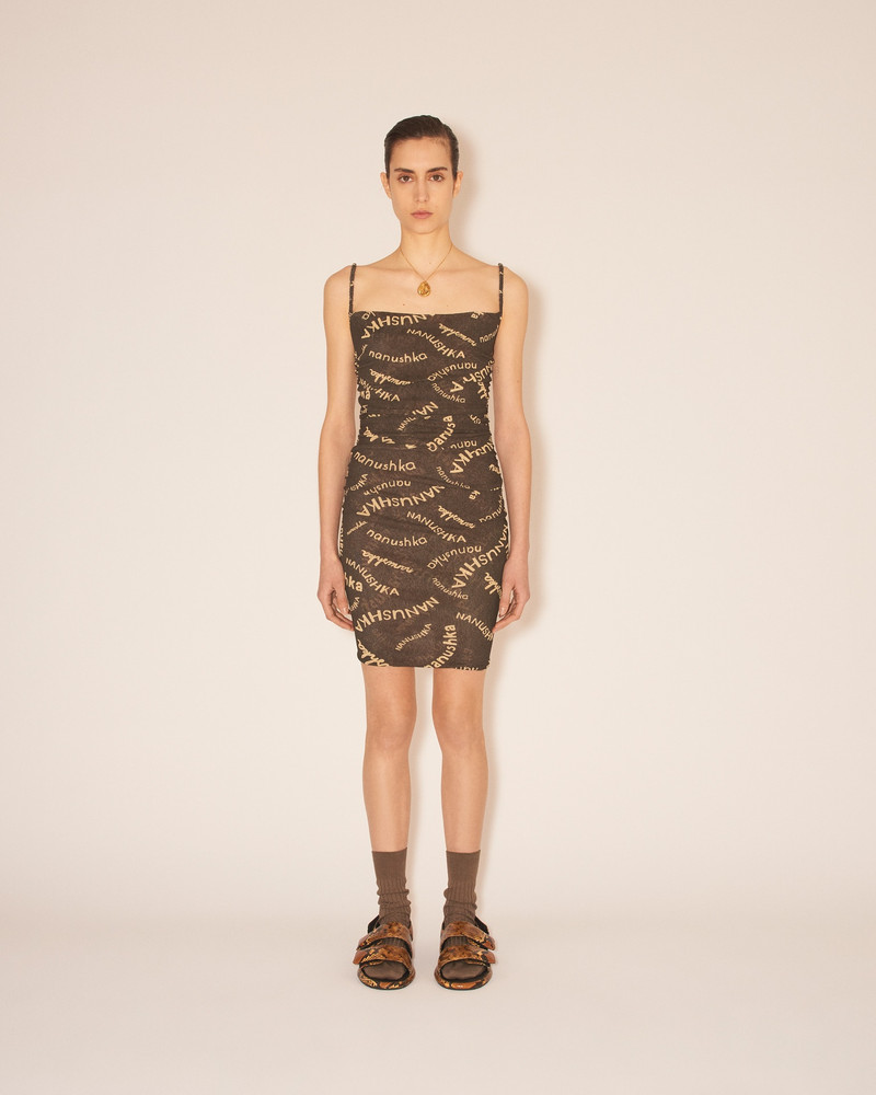 Nanushka ADIE - Sleeveless mini dress with draped/ruched body - Hand drawn print outlook