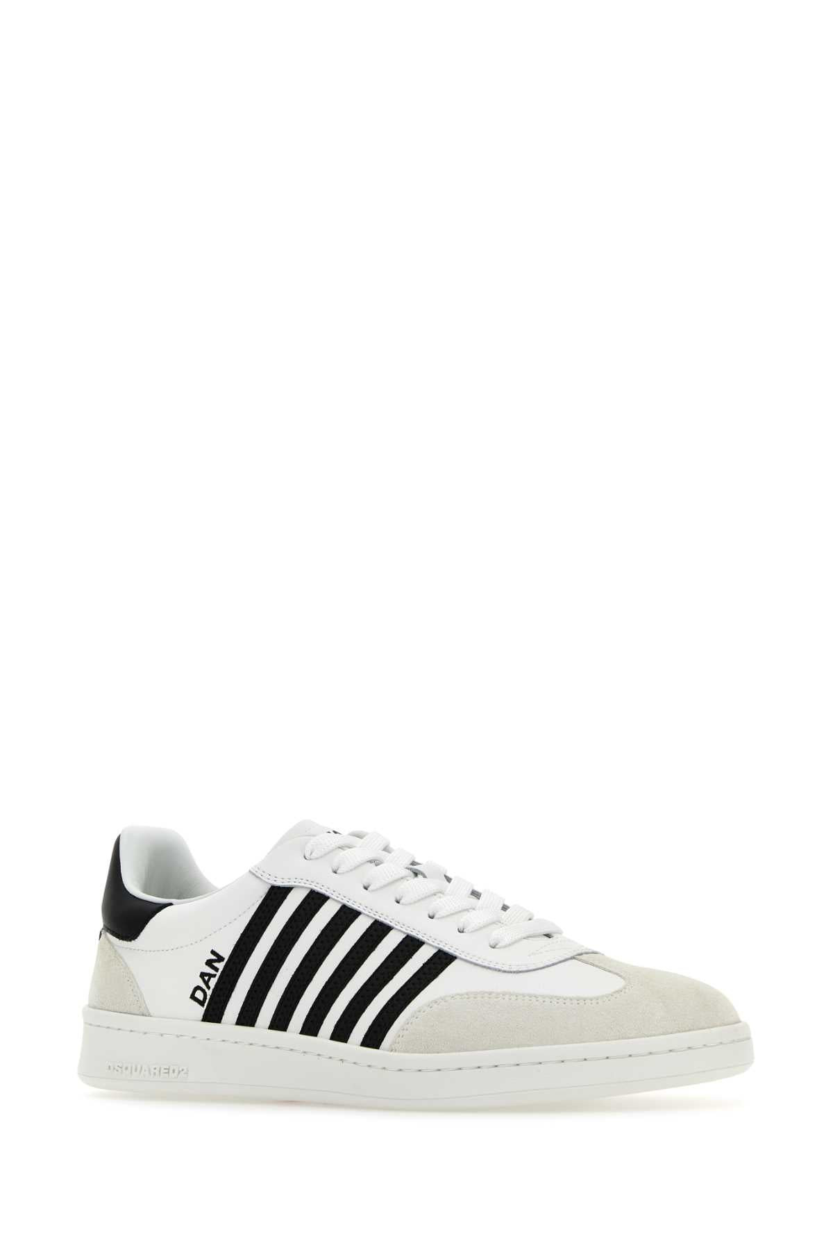 Dsquared Men White Leather Boxer Sneakers - 4