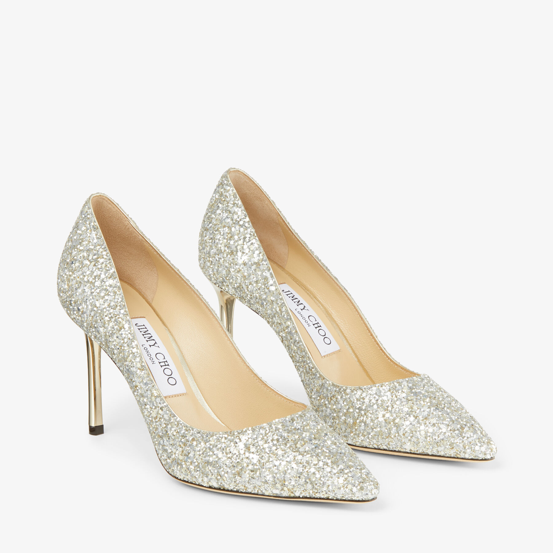 Romy 85
Champagne Coarse Glitter Fabric Pointy Toe Pumps - 2