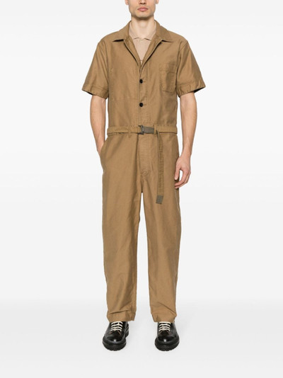 sacai classic-collar belted jumpsuit outlook