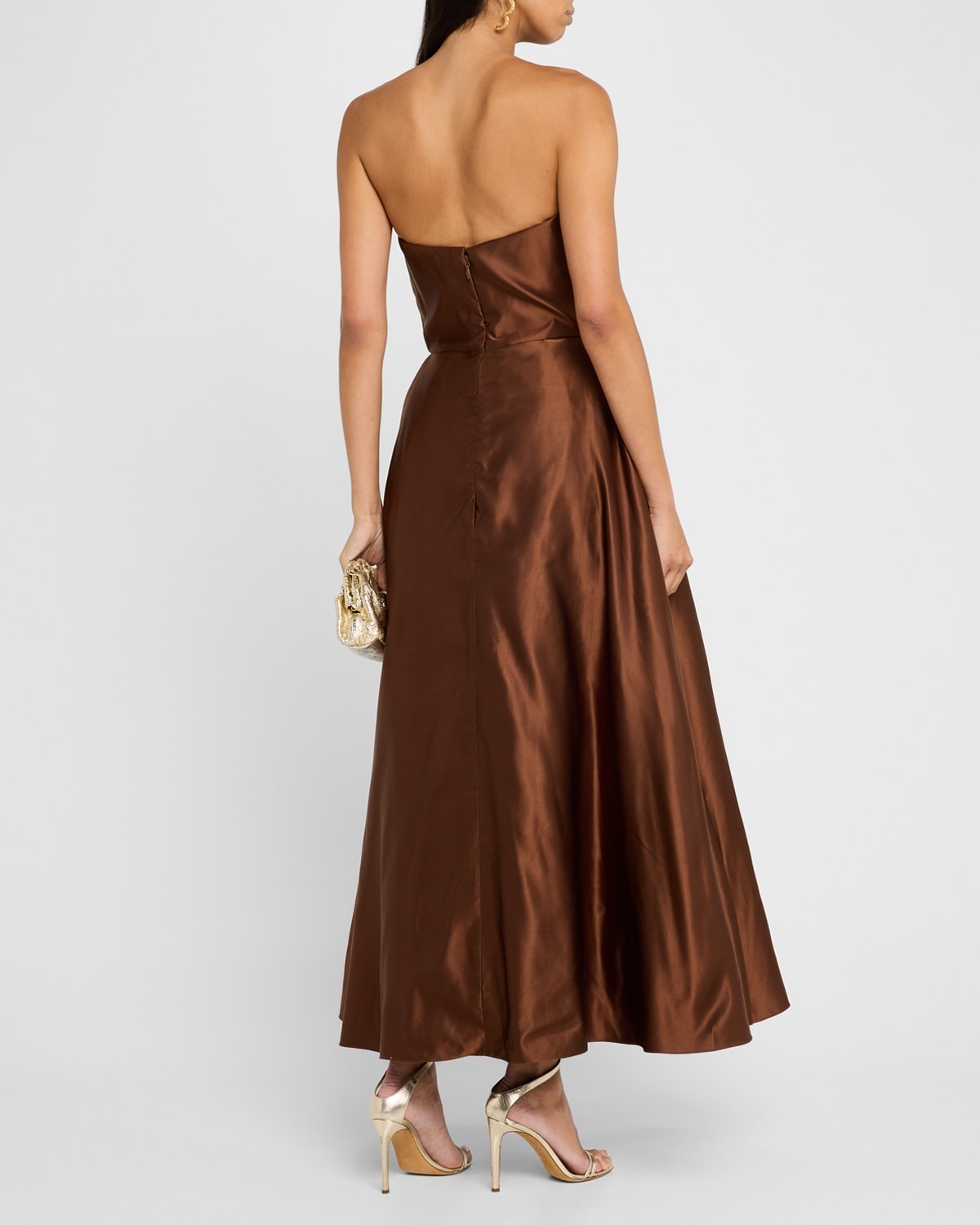 Strapless Draped Double-Face Satin Gown - 6