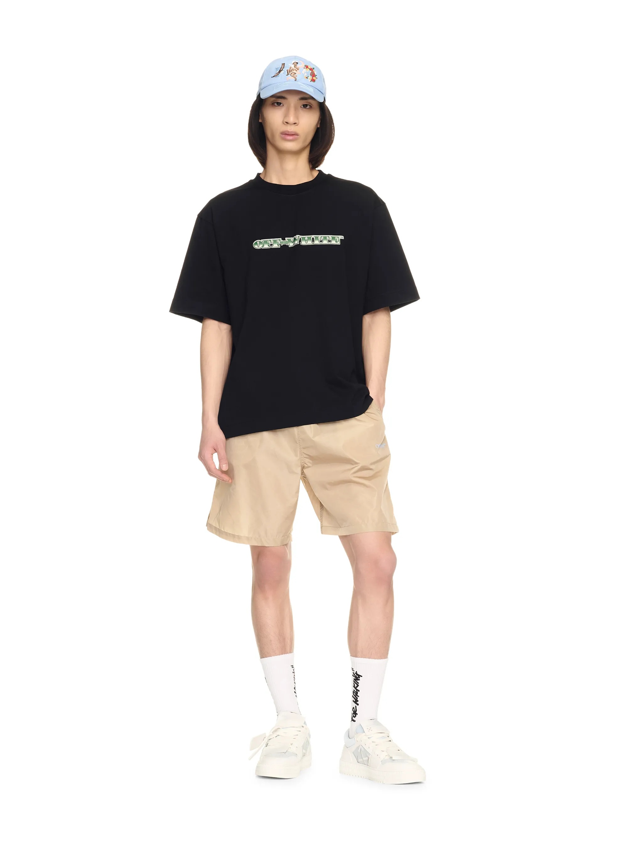 Beige Outline Swim Shorts - 2