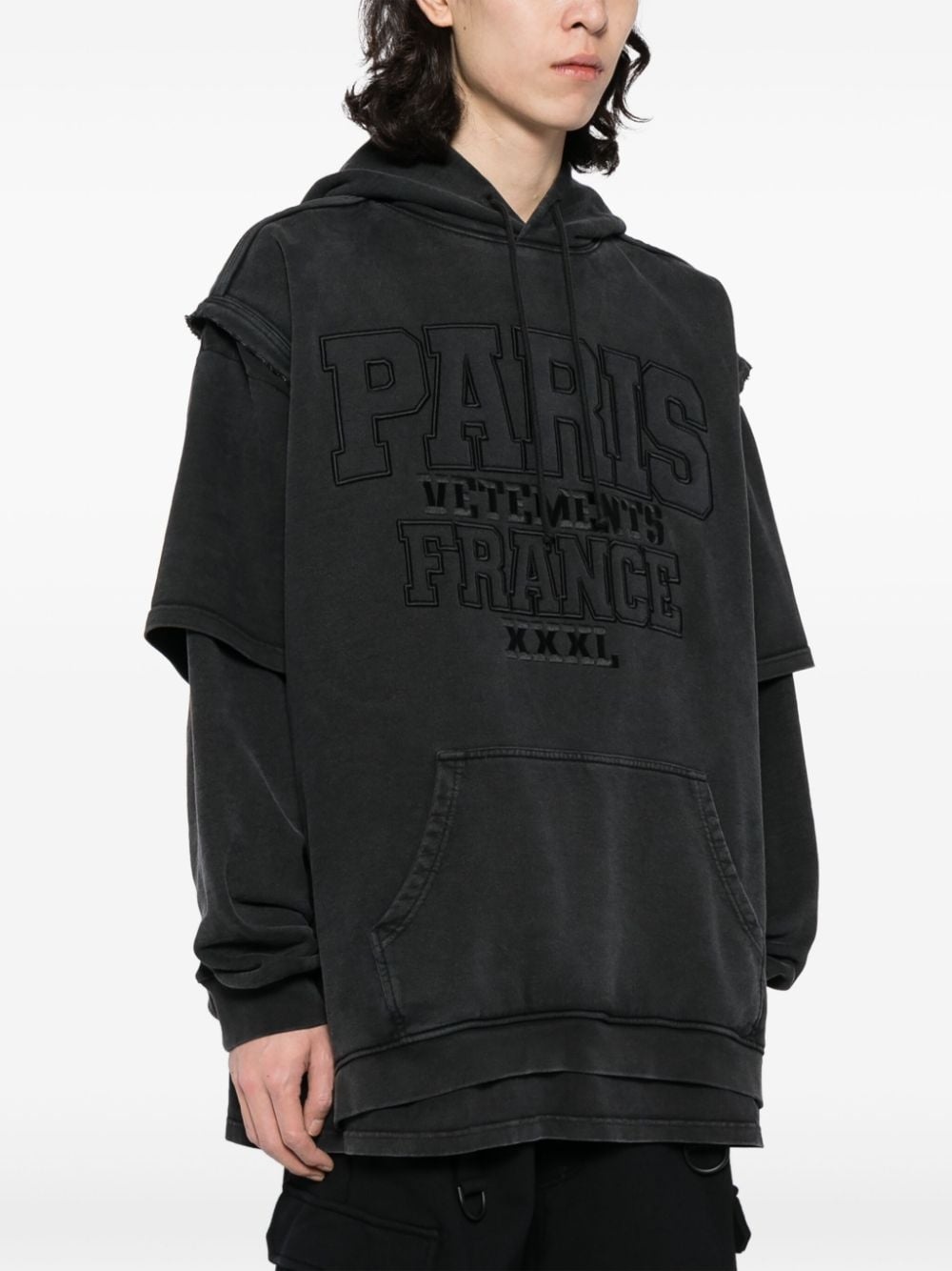 Paris logo-embroidered hoodie - 3