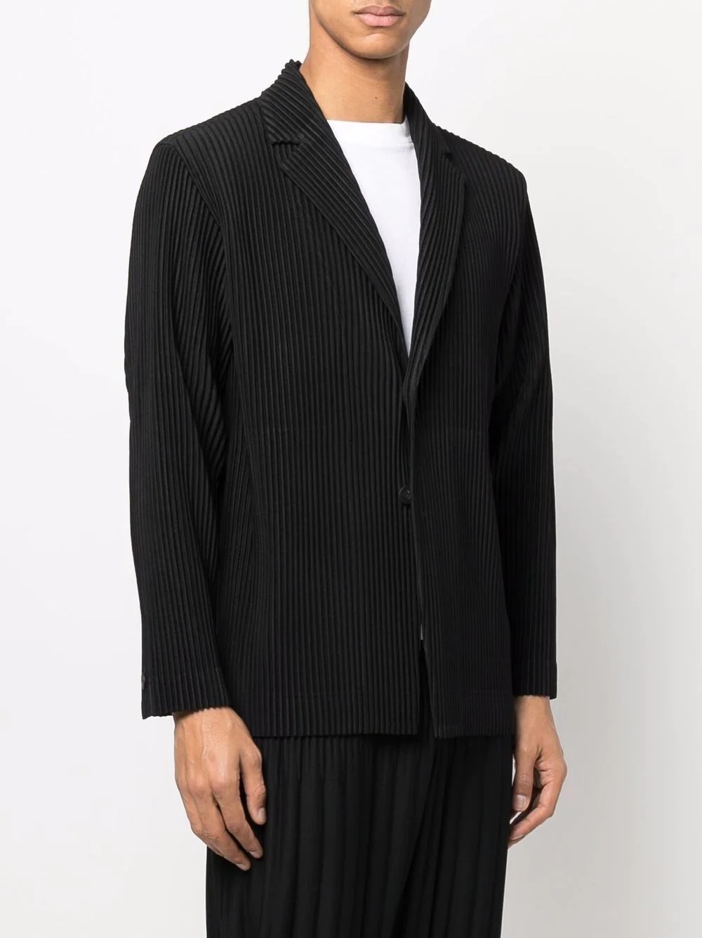 single-breasted pleated blazer - 3