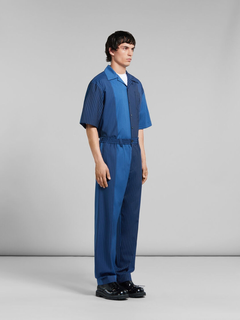 BLUE DÉGRADÉ PINSTRIPE WOOL BOWLING SHIRT 5