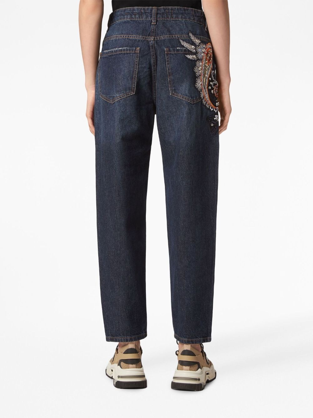 appliqué-detail tapered boyfriend jeans - 4
