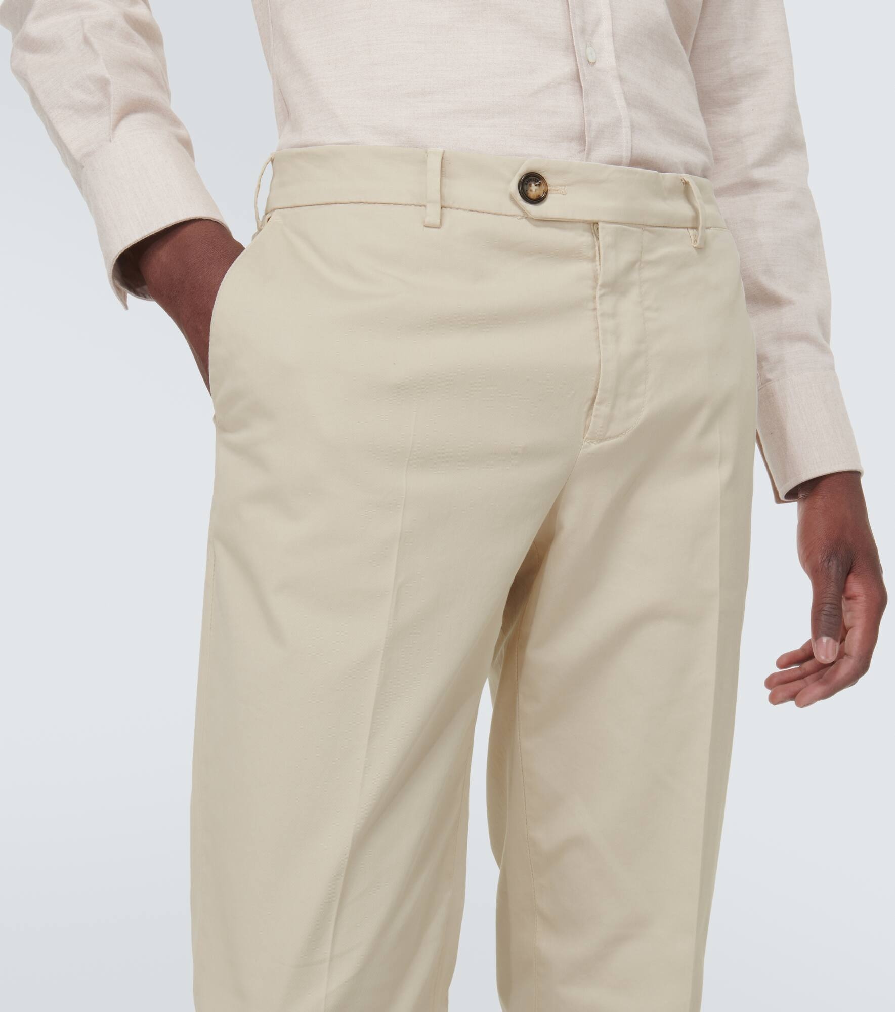Mid-rise cotton-blend slim pants - 5