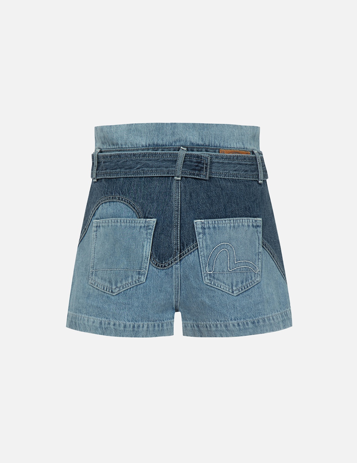 SEAGULL BLOCKING DENIM SHORTS - 2