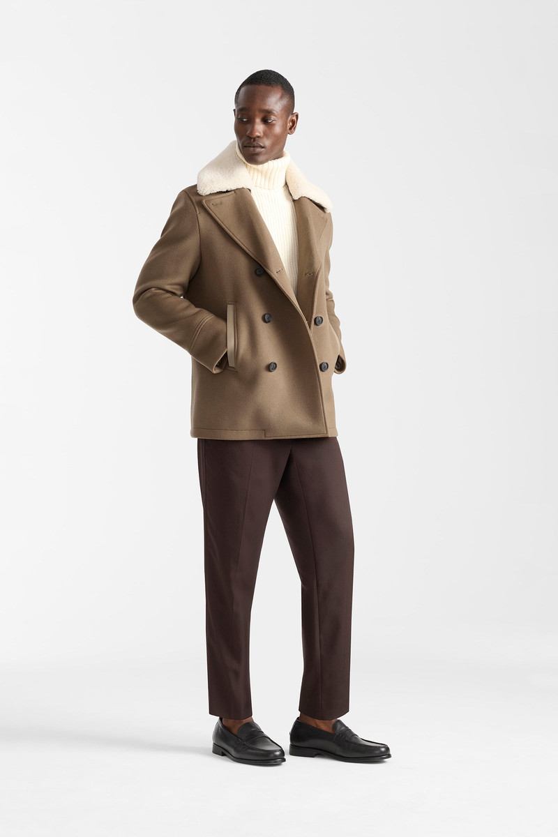 COLE-Z wool double-breasted jacket with shearling collar 9