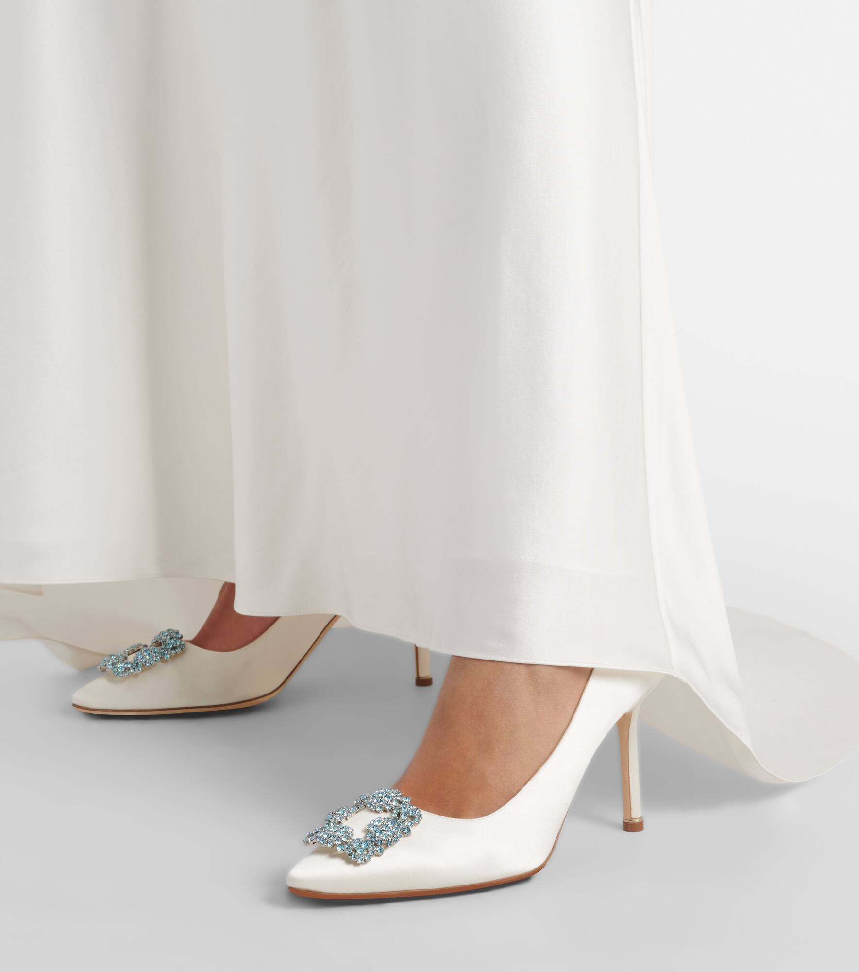 Bridal Hangisi 90 embellished satin pumps - 4