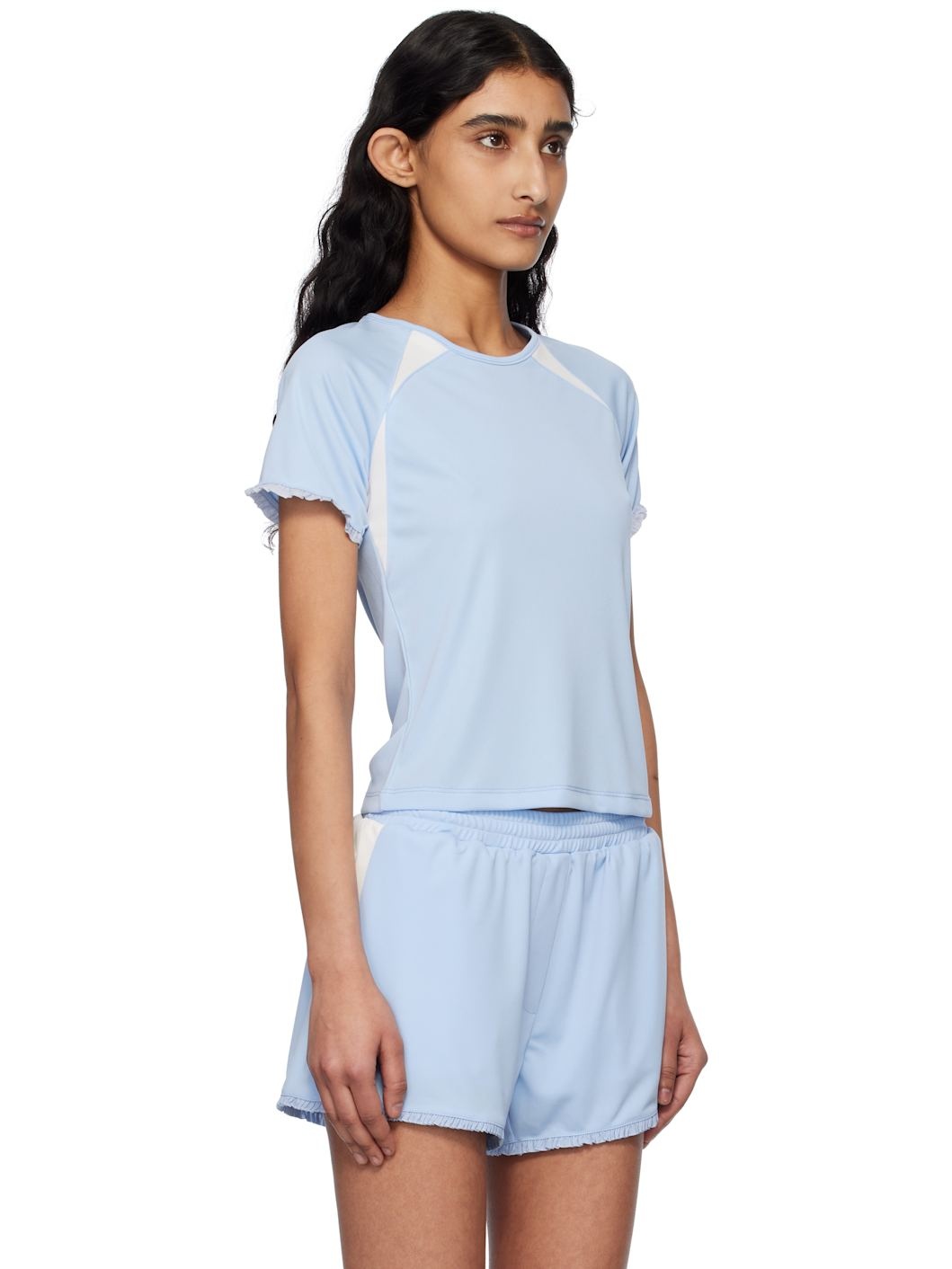 Blue Frill Backless T-shirt - 2