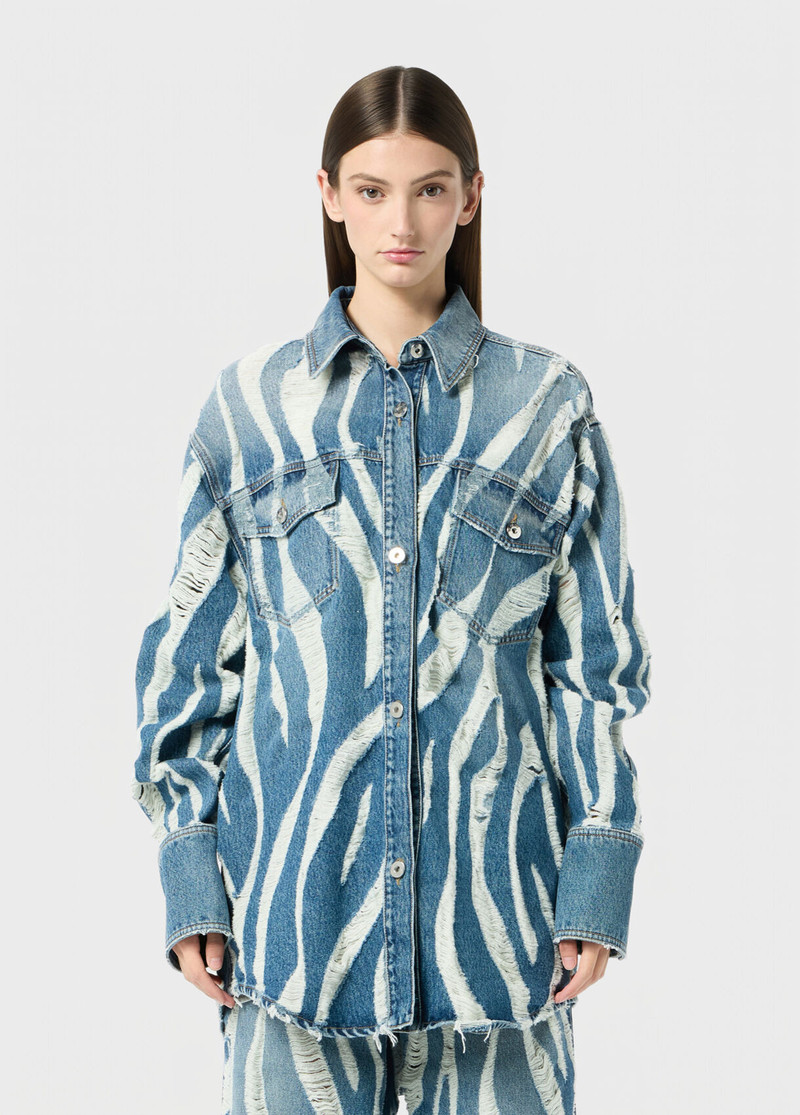 Blumarine OVERSIZED LASER-ETCHED DENIM SHIRT outlook