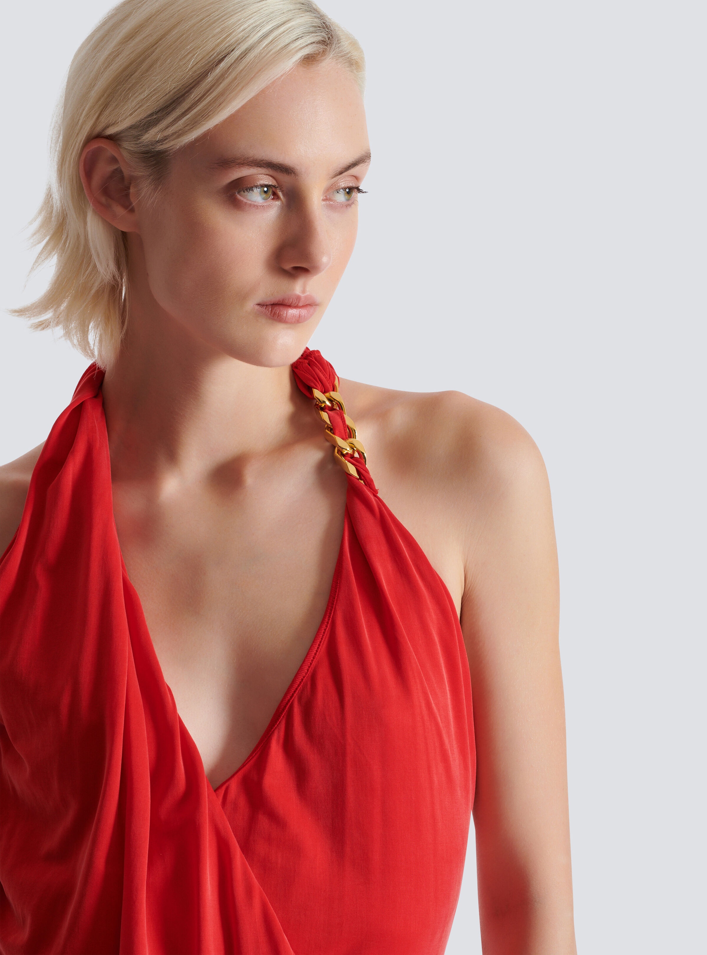 Draped jersey halterneck dress - 7
