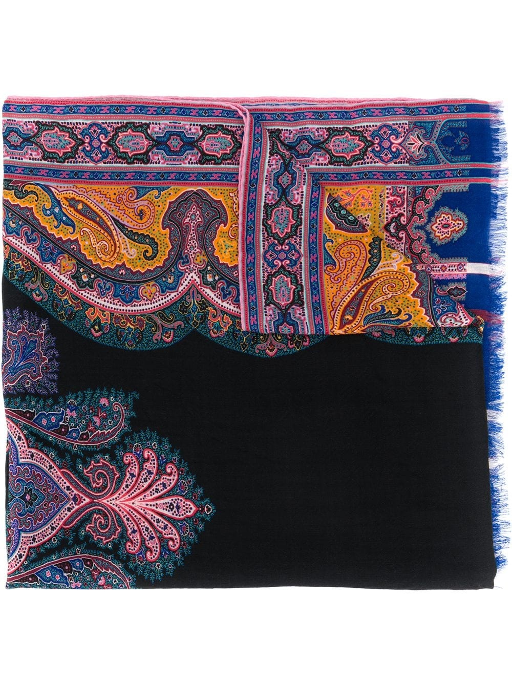 paisley print wool scarf - 1