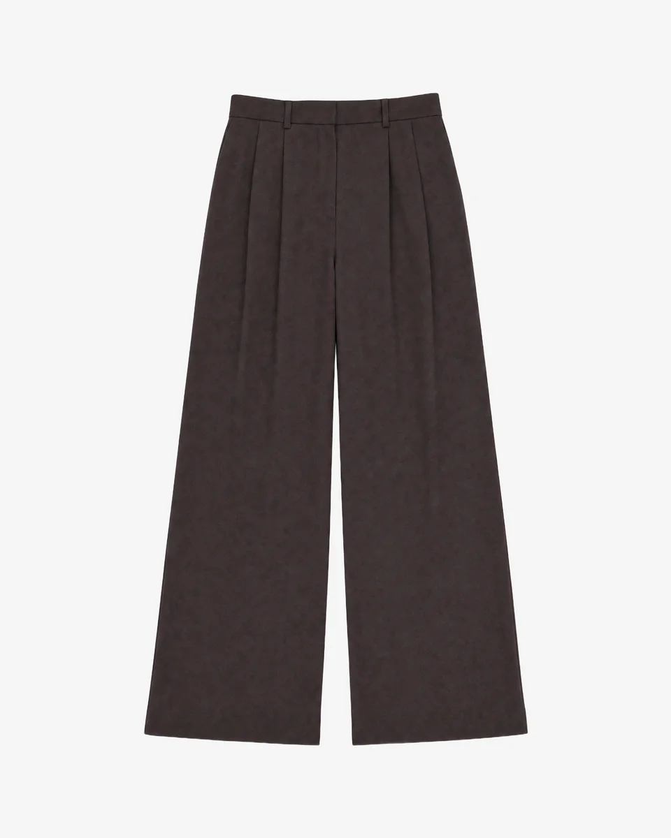 WIDE-LEG BROWN WOOL SUIT PANTS - 1